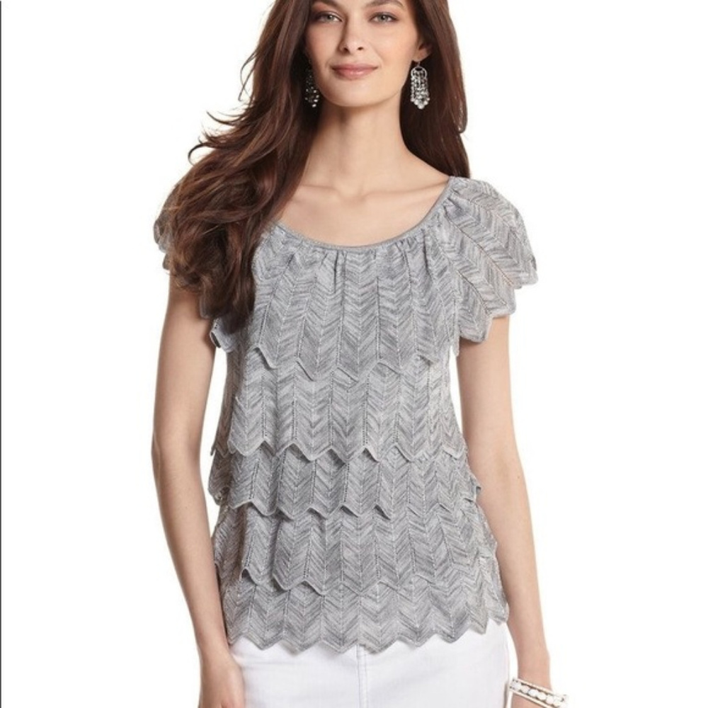 WHBM Metallic Chevron Tiered Sleeveless Sweater